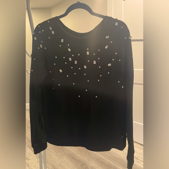 NEW Guess Women’s Black Sweater Embellished with Rhinestones Size: Large (L) - Picture 3 of 3